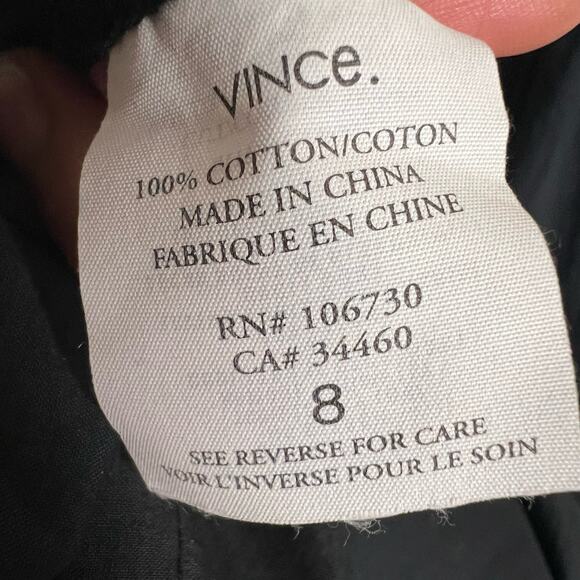 Vince Black Poplin Sleeveless Scoop Neck Smocked Waist Midi Dress Size 8 - Picture 6 of 9